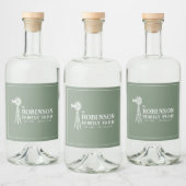 Familienaam Boerderij Rustic Windmill Sage Green Likeurfles Etiket (Flessen)