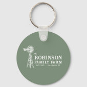Familienaam Boerderij Rustic Windmill Sage Green Sleutelhanger (Voorkant)