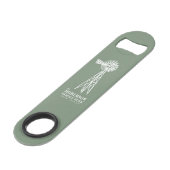 Familienaam Boerderij Rustic Windmill Sage Green Speed Flessenopener (Achterkant Gekanteld)