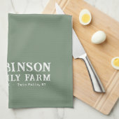 Familienaam Boerderij Rustic Windmill Sage Green Theedoek (Quarter Fold)