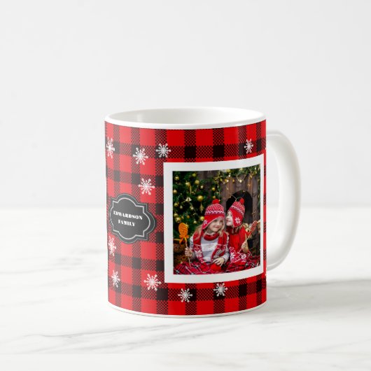 Familienaam buffalo plaid koffiemok (Voorkant rechts)