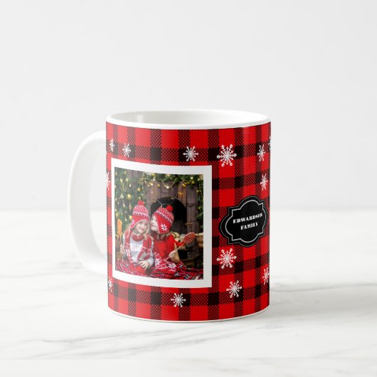 Familienaam buffalo plaid koffiemok (Voorkant links)