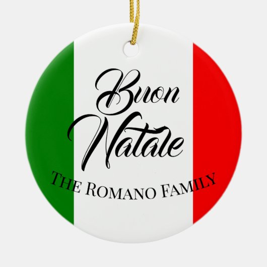 Familienaam Buon Natale, Italiaanse vlag Keramisch Ornament (Voorkant)