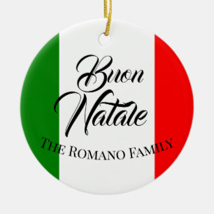 Familienaam Buon Natale Italië Vlag Keramisch Ornament