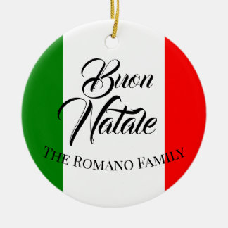 Familienaam Buon Natale Italië Vlag Keramisch Ornament