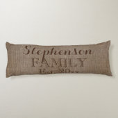 Familienaam Burlap Rustic Lichaamskussen (Achterkant)