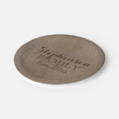 Familienaam Burlap Rustic Papieren Bordje (Gekanteld)