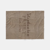 Familienaam Burlap Rustiek Fleece Deken (Voorkant (Horizontaal))