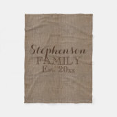 Familienaam Burlap Rustiek Fleece Deken (Voorkant)