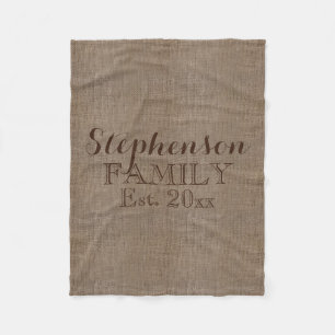 Familienaam Burlap Rustiek Fleece Deken