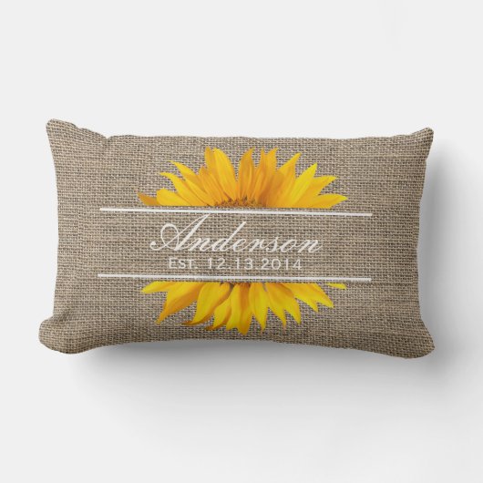 Familienaam Burlap & Sunflower Kussen (Voorkant)