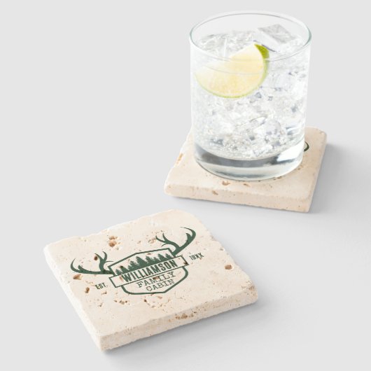 Familienaam Cabin Bos Groen onderzetter (Zijkant)