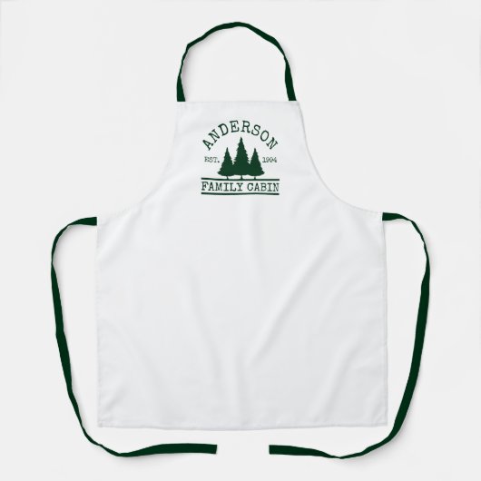 Familienaam Cabin Bos Groene dennen Schort (Voorkant)