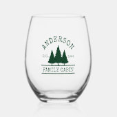 Familienaam Cabin Bos Groene dennen Wijnglas Zonder Voet (Voorkant)