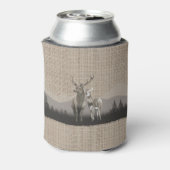Familienaam Cabin Deer Pine Tree Forest Burlap Blikjeskoeler (Blikje Achterkant)