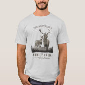 Familienaam Cabin Deer Pine Tree Forest Light Grey T-shirt (Voorkant)