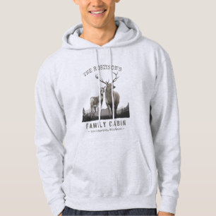 Familienaam Cabin Deer Pine Tree Mountains Hoodie