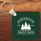 Familienaam Cabin Forest Green Square Sleutelhanger (Voorkant)