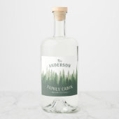 Familienaam Cabin Green Pine Tree Forest Labels Likeurfles Etiket (Voorkant)