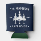 Familienaam Cabin Lake House Bos Pine Trees Blikjeskoeler (Achterkant)