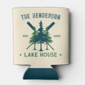 Familienaam Cabin Lake House Oars Pine Trees Blikjeskoeler (Achterkant)