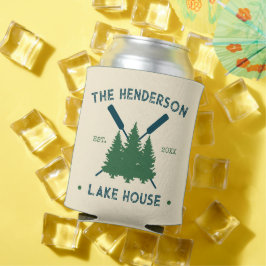 Familienaam Cabin Lake House Oars Pine Trees Blikjeskoeler