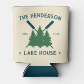 Familienaam Cabin Lake House Oars Pine Trees Blikjeskoeler (Voorkant)