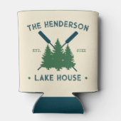 Familienaam Cabin Lake House Oars Pine Trees Blikjeskoeler (Achterkant)