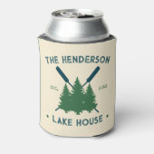 Familienaam Cabin Lake House Oars Pine Trees Blikjeskoeler (Blikje Achterkant)