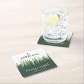 Familienaam Cabin Locatie Pijn Bosbos Kartonnen Onderzetters (Insitu)