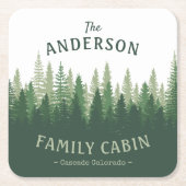 Familienaam Cabin Locatie Pijn Bosbos Kartonnen Onderzetters (Voorkant)