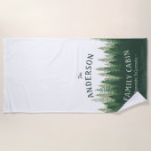 Familienaam Cabin Locatie Pijn Bosbos Strandlaken (Voorkant)