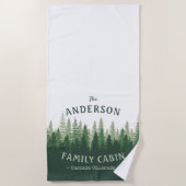 Familienaam Cabin Locatie Pijn Bosbos Strandlaken (Voorkant)