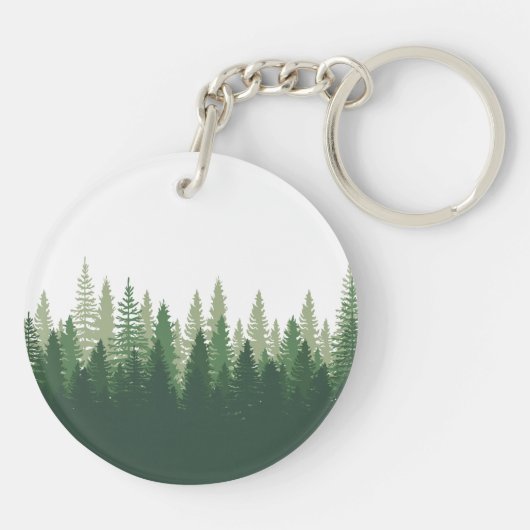 Familienaam Cabin Pine Tree Forest 2 Sided Sleutelhanger (Achterkant)