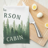 Familienaam Cabin Pine Tree Forest Theedoek (Quarter Fold)