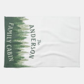 Familienaam Cabin Pine Tree Forest Theedoek (Horizontaal)