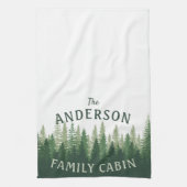 Familienaam Cabin Pine Tree Forest Theedoek (Verticaal)