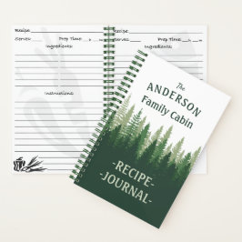 Familienaam Cabin Pine Trees Recipe Journal Notitieboek