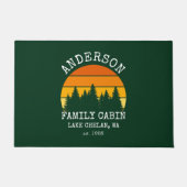 Familienaam Cabin Pine Trees Sunset Deurmat (Voorkant)