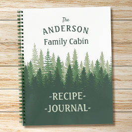 Familienaam Cabin Recipe Journal Pine Trees Notitieboek