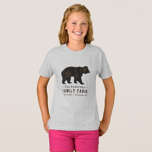 Familienaam Cabin Rustic Brown Black Beer T-shirt (Voorkant volledig)