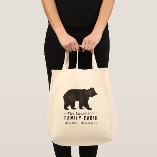Familienaam Cabin Rustic Brown Black Beer Tote Bag (Voorkant (product))