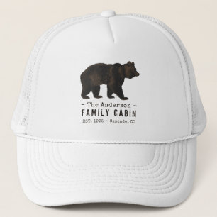 Familienaam Cabin Rustic Brown Black Beer Trucker Pet