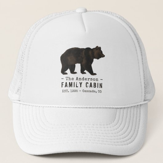 Familienaam Cabin Rustic Brown Black Beer Trucker Pet (Voorkant)