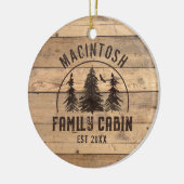 Familienaam Cabin Rustic Wood Forest Personalized Keramisch Ornament (Links)