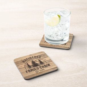 Familienaam Cabin Rustic Wood - Gepersonaliseerd Bier Onderzetter