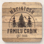 Familienaam Cabin Rustic Wood - Gepersonaliseerd Bier Onderzetter (Voorkant)