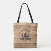 Familienaam Cabin Rustic Wood - Gepersonaliseerd Tote Bag (Achterkant)