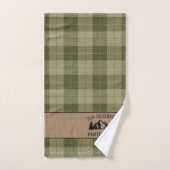 Familienaam Cabin Trees Sage Green Play Burlap Bad Handdoek (Handdoek)