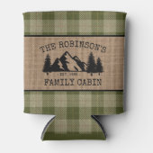 Familienaam Cabin Trees Sage Green Play Burlap Blikjeskoeler (Voorkant)